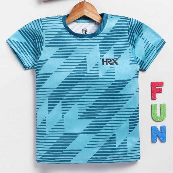 HRX by Hrithik Roshan Boys Rapid Dry Geometric Printed T-Shirt