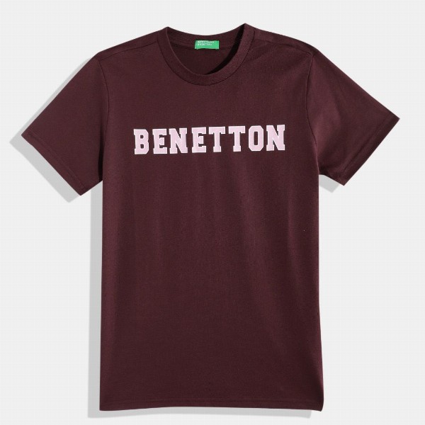 United Colors of Benetton Boys Brand Logo Printed Pure Cotton T-shirt
