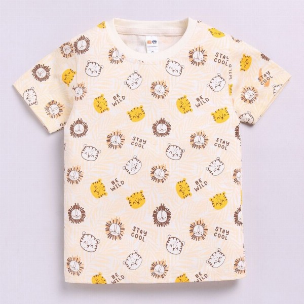 LITTLE NINJA Boys Pack of 3 Graphic Printed Round Neck Cotton T-shirts