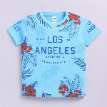 LITTLE NINJA Boys Pack of 3 Graphic Printed Round Neck Cotton T-shirts