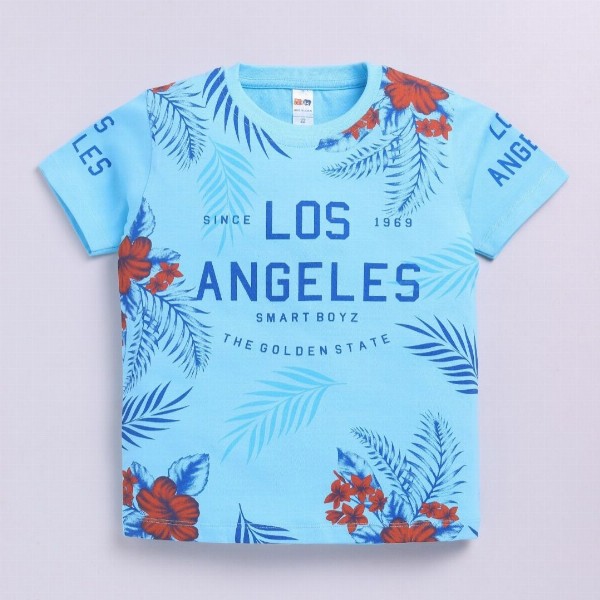 LITTLE NINJA Boys Pack of 3 Graphic Printed Round Neck Cotton T-shirts