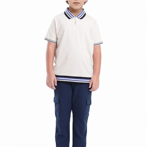 Rare Ones Boys Solid Zipper Polo