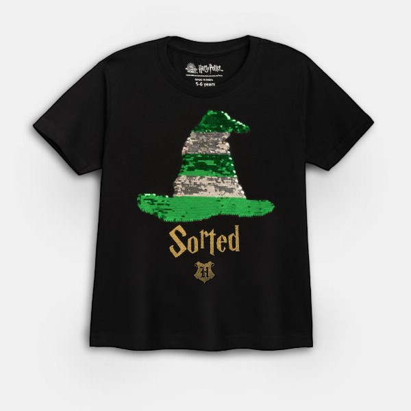 Nap Chief Kids Reversible Black Harry Potter Sequinned Round Neck T-shirt