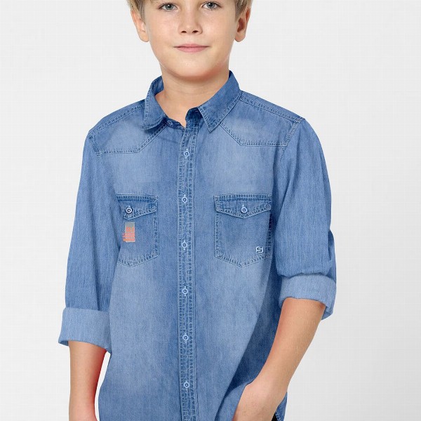FABFARM Boys Standard Solid Spread Collar Casual Shirt