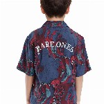 RARE ONES Boys Floral Printed Cubans Collar Short Sleeves Casual Shirt