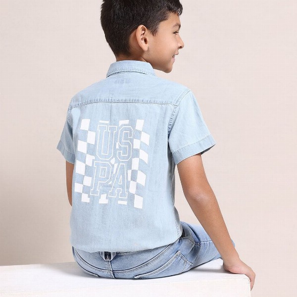 U.S. Polo Assn. Kids Boys Classic Chambray Weave Pure Cotton Casual Shirt