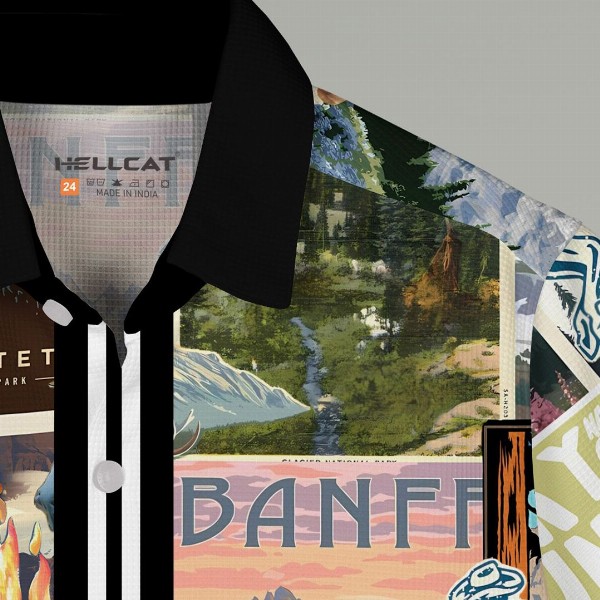 HELLCAT Boys Spread Collar Graphic Printed Cotton Casual Shirt