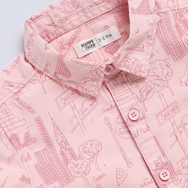 Happy Faces Kids Boys Printed Pure Cotton Casual Shirt