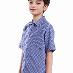 RARE ONES Boys Micro Checks Printed Spread Collar Short Sleeves Casual Cotton Shirt