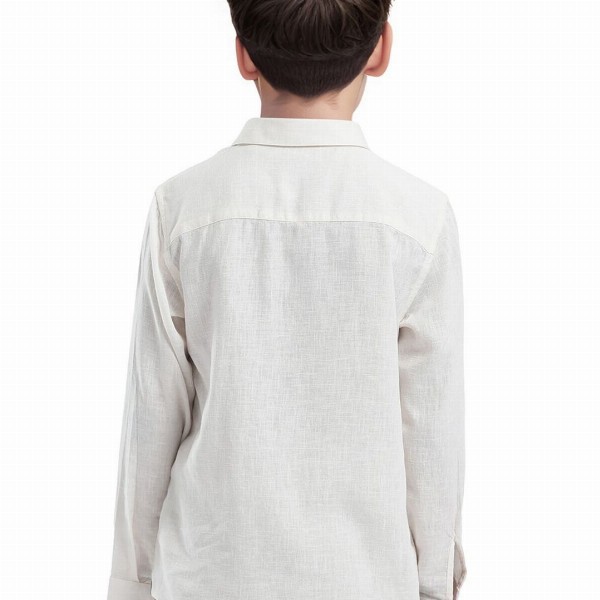 RARE ONES Boys Spread Collar Solid Linen Casual Shirt