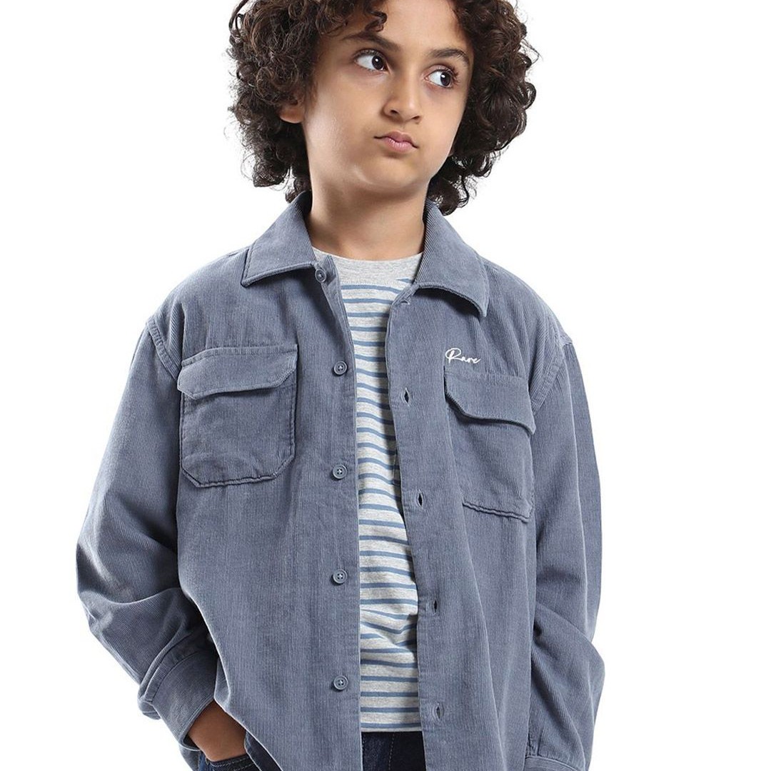 RARE ONES Boys Typography Solid Spread Collar Cotton Casual Shirt