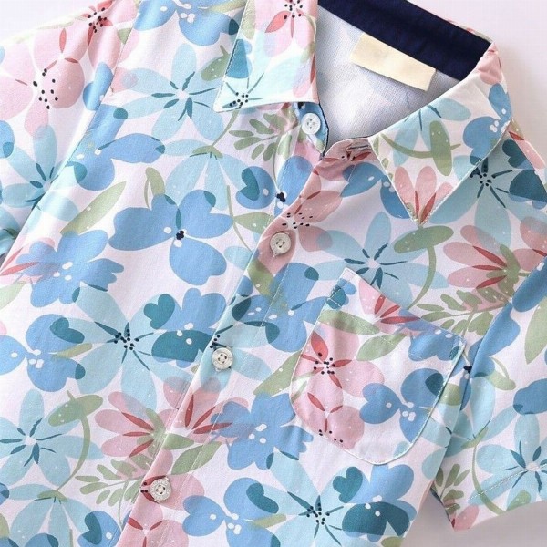 BAESD Boys Comfort Fit Floral Printed Spread Collar Cotton Casual Shirt