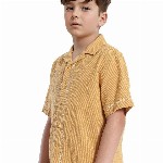 RARE ONES Boys Cuban Collar Textured Cotton Casual Shirts