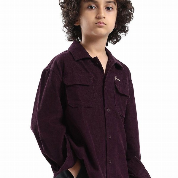 RARE ONES Boys Cord Spread Collar Shirt