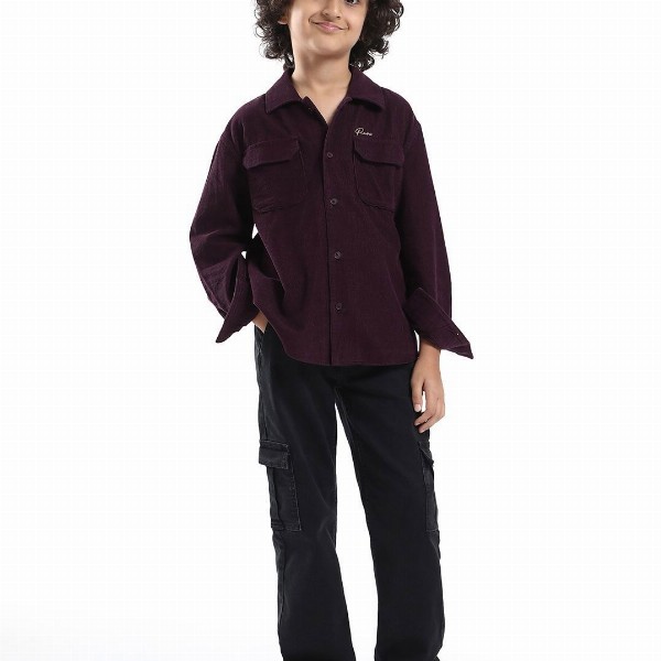 RARE ONES Boys Cord Spread Collar Shirt