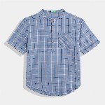 United Colors of Benetton Boys Cotton Windowpane Checked Casual Shirt