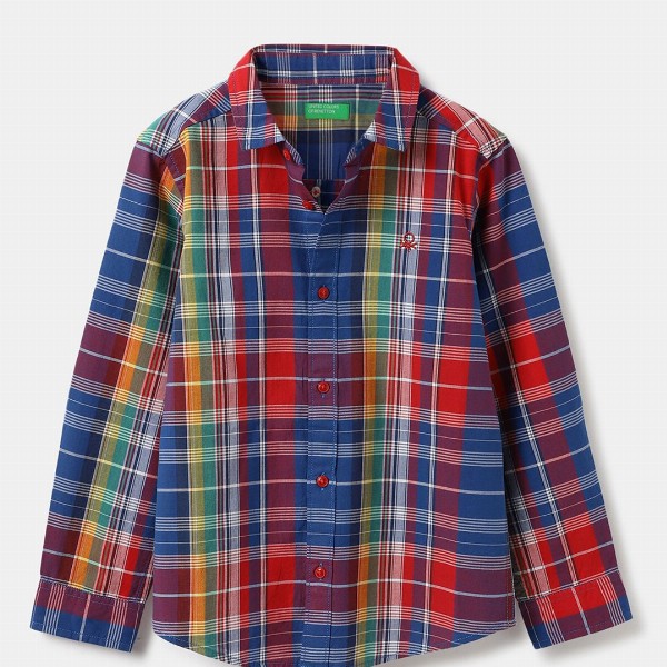 United Colors of Benetton Boys Tartan Checks Opaque Checked Casual Shirt