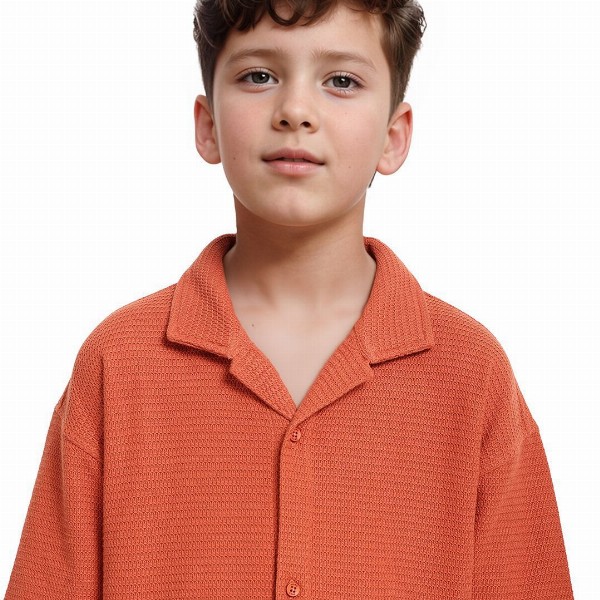 Rare Ones Boys Cuban Collar Jacquard Shirt
