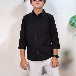 French Connection Boys Premium Spread Collar Solid Cotton Casual Shirt