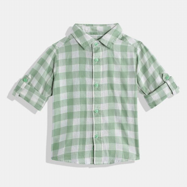 United Colors of Benetton Boys Cotton Windowpane Checked Casual Shirt