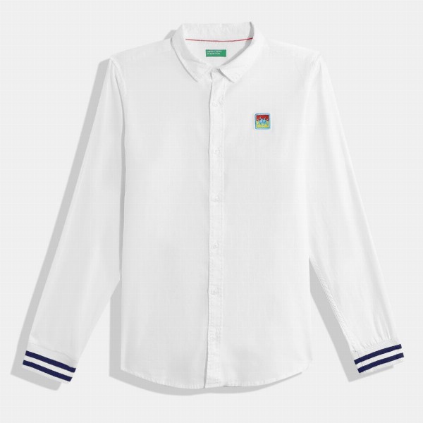 United Colors of Benetton Boys Cotton Printed Back Casual Shirt