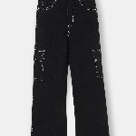 Urbano Juniors Boy's Black Loose Baggy Fit Washed Denim Cargo Jeans with Stretchable