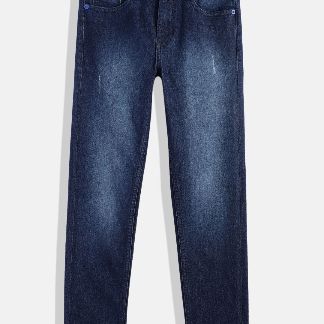 Allen Solly Junior Boys Slim Fit Low Distress Light Fade Stretchable Jeans