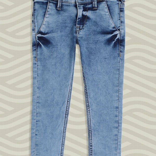 HERE&NOW Boys Blue Slim Fit Mid-Rise Heavy Fade Acid Wash Stretchable Jeans