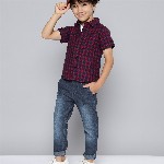 HERE&NOW Boys Blue Slim Fit Low Distress Light Fade Stretchable Jeans