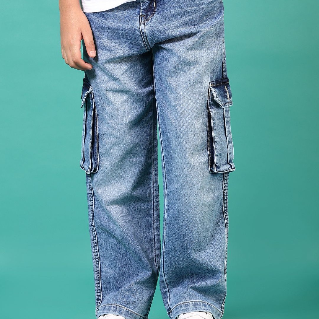 V-Mart Boys Jogger Slash Knee Light Fade Jeans