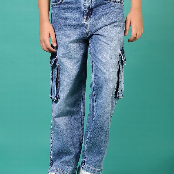 V-Mart Boys Jogger Slash Knee Light Fade Jeans