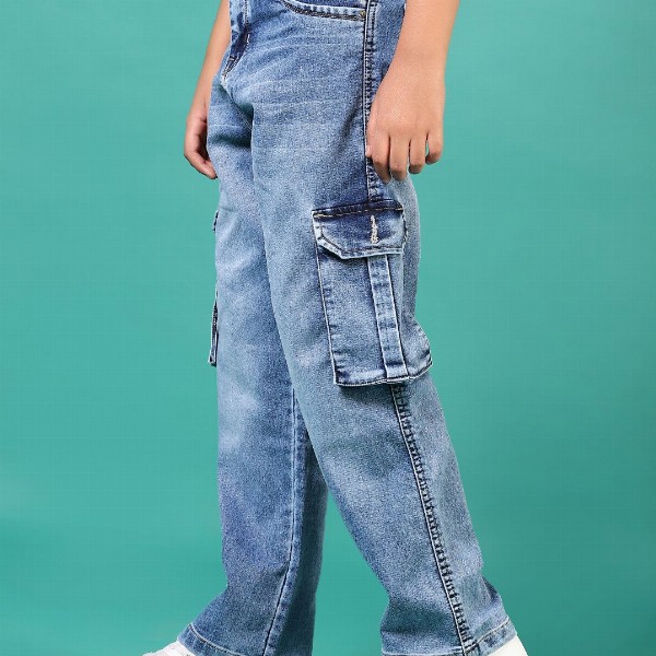 V-Mart Boys Jogger Slash Knee Light Fade Jeans