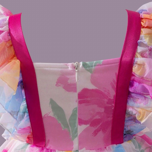 Miss & Chief Girls Floral Printed Flared Sleeve Fit & Flare Dress