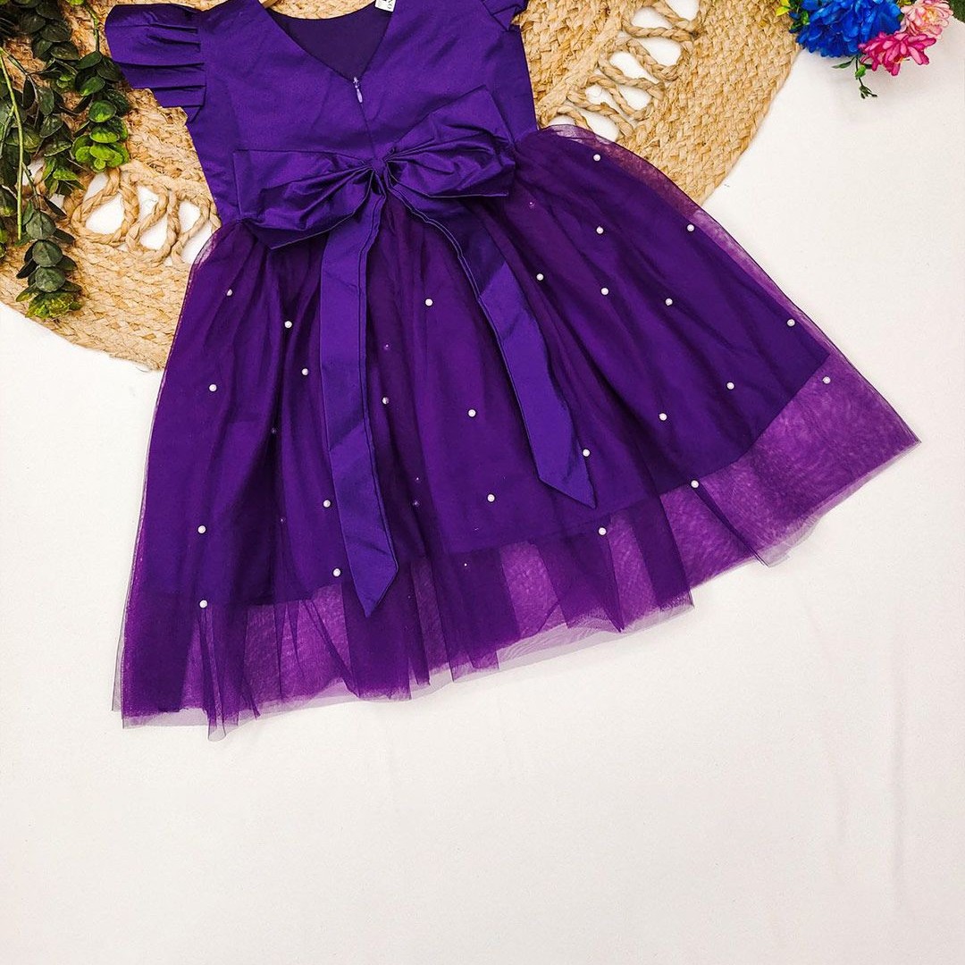 Tejam stylish frocks Girls Satin Embellished Fit & Flare Dress