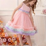BAESD Girls Ruffled Net Fit & Flare Dress