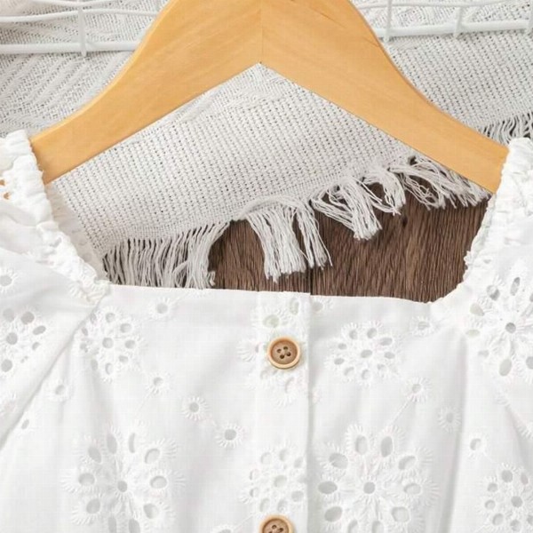 BAESD Girls Square Neck Schiffli Empire Dress