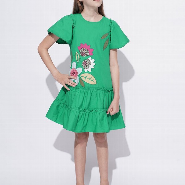 Vero Moda Floral Print Flutter Sleeve Drop-Waist Dress