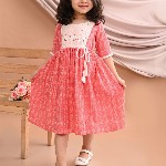 Sangria Girls Printed Cotton A-Line Dress