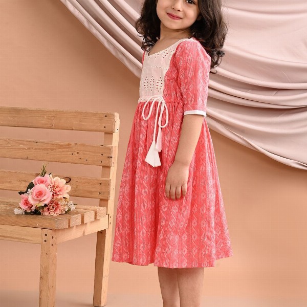 Sangria Girls Printed Cotton A-Line Dress