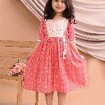 Sangria Girls Printed Cotton A-Line Dress