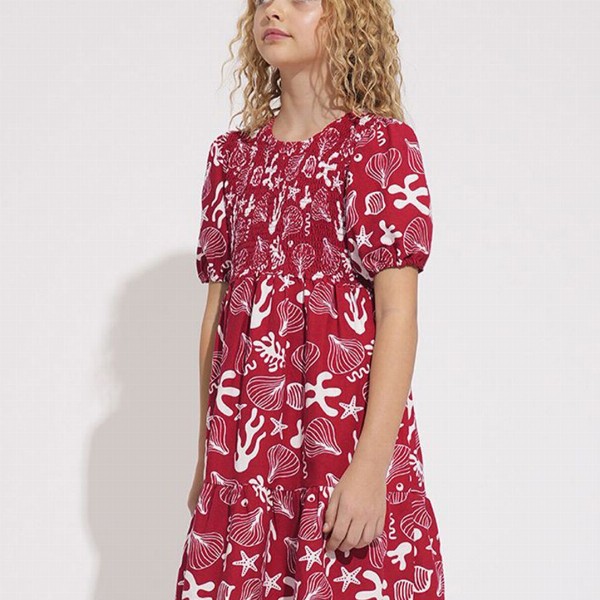 Vero Moda Girls Print Puff Sleeve Fit & Flare Dress