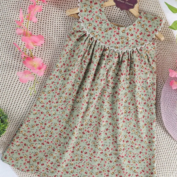 YK Girls Floral Printed A-Line Mini Dress