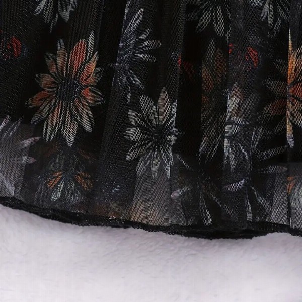 BAESD Floral Print Cold-Shoulder Net Fit & Flare Dress