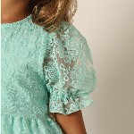 Vero Moda Girls Self Design Puff Sleeve A-Line Dress