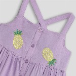 Somersault Girls Conversational Embroidered Fit & Flare Cotton PLeated Dress