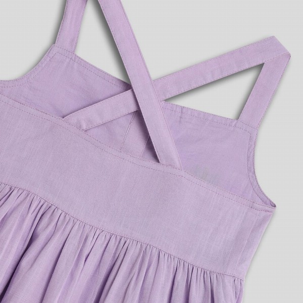 Somersault Girls Conversational Embroidered Fit & Flare Cotton PLeated Dress