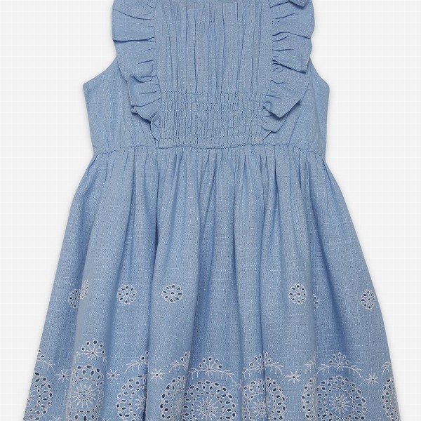 Ed-a-Mamma Girls Schiffli Embroidered Fit & Flare Dress