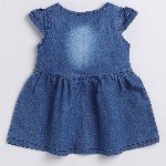 Here&Now X Denikid Girls Pure Cotton Cap Sleeves Denim A-Line Dress
