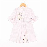 Sangria Girls Striped Embroidered Cotton A-Line Dress