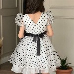 Miss & Chief Girls Polka Dot Print Net Fit and Flare Dress
